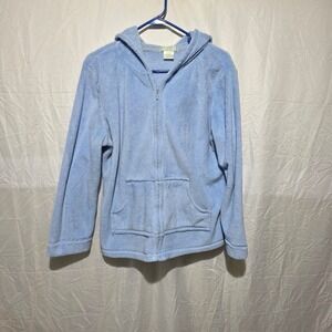 Live Love Lounge Blue Fleece Full Zip Hoodie Sweatshirt XL Loungewear